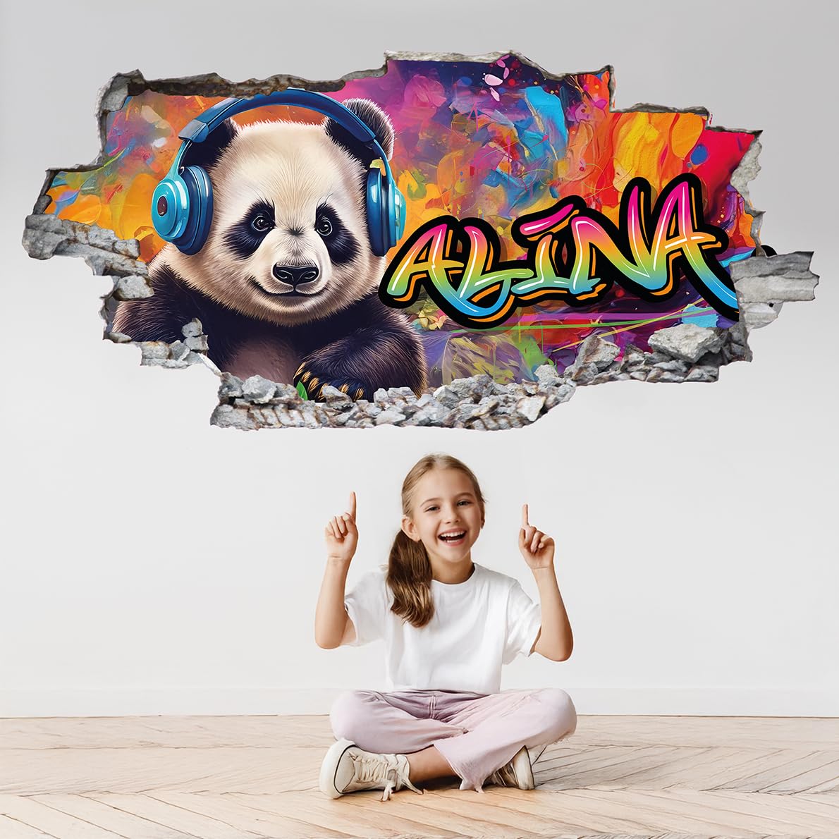tjapalo P95 Aufkleber mit Vornamen, personalisierbar, 3D-Wandaufkleber, Kinderzimmer, Mädchen, Jungen, Wandaufkleber, Kinder, Mädchen, Aufkleber