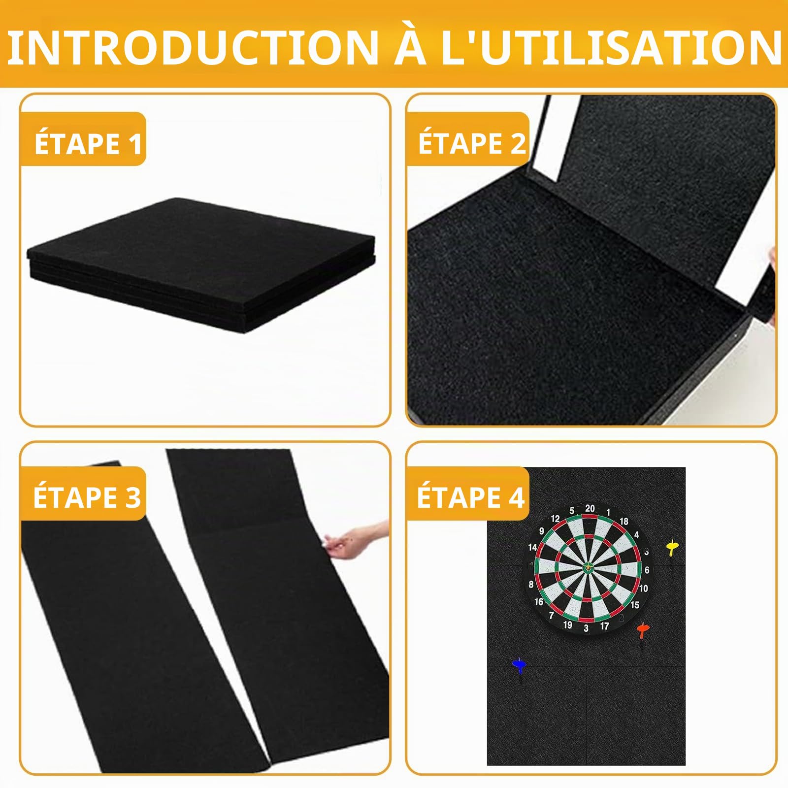 6 pièces de protection murale pour fléchettes, 30×30×1,2 cm de protection pour cible de fléchettes, protection murale pour fléchettes, bordure de cible de fléchettes, cadre mural pour cible de