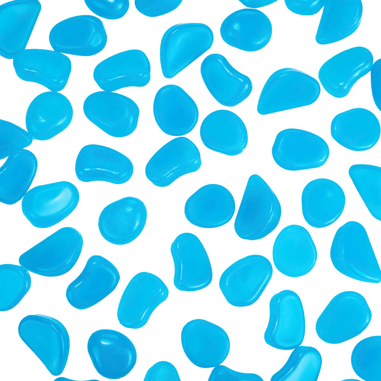 Landical 200 Pcs Glow in The Dark Rocks Bulk 1.06 Inch Blue Garden Glow Rocks Outdoor Garden Glow in The Dark Pebble Glow in The Dark Stone for Walkway Backyard Landscaping Fish Tank Plant Decor