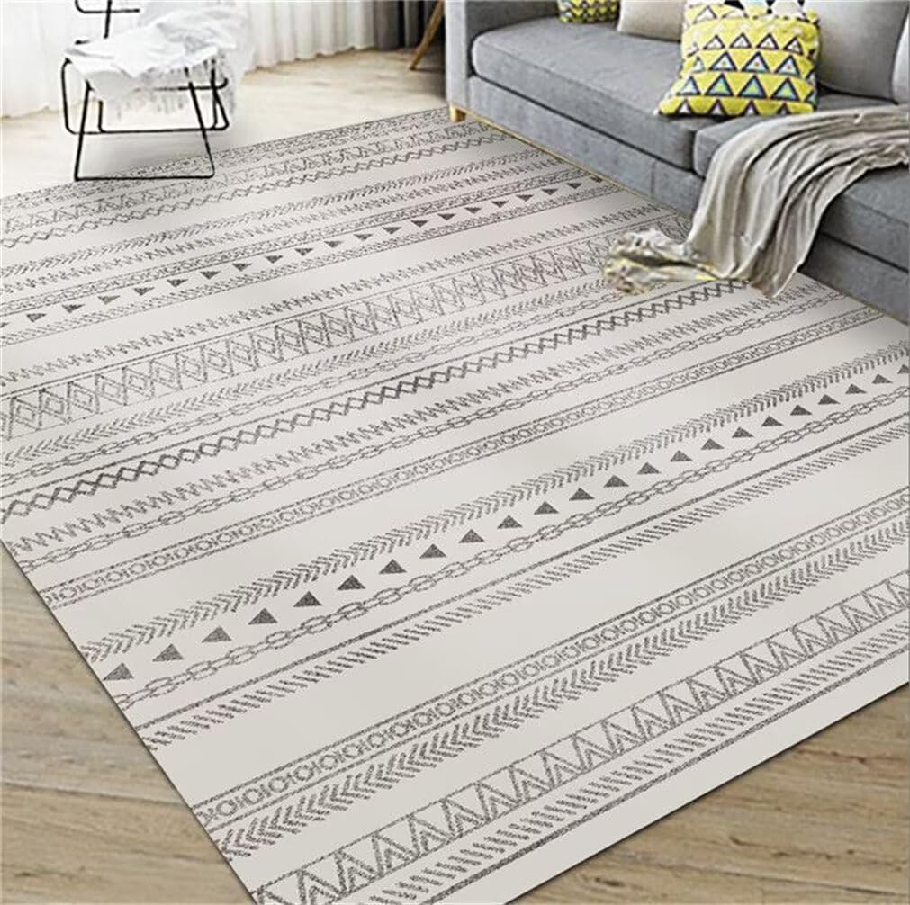Tapis grande taille gris 140x180 cm motif géométrique rétro tapis de sol salon