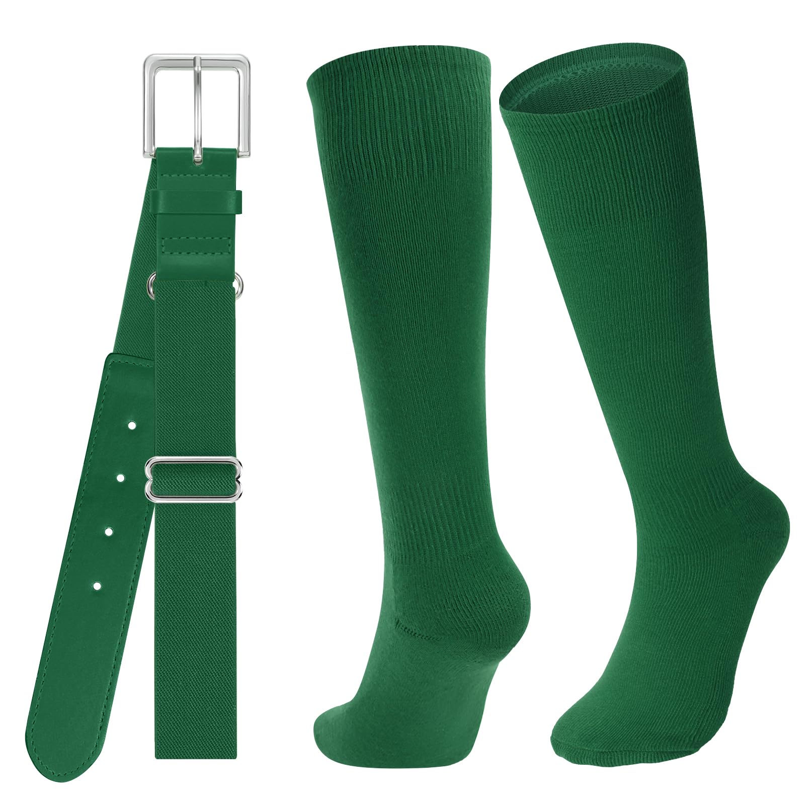 JASGOOD Baseball Socks and Belt for Youth Adult Softball Socks and Belt Combo Elastic Belt for Men