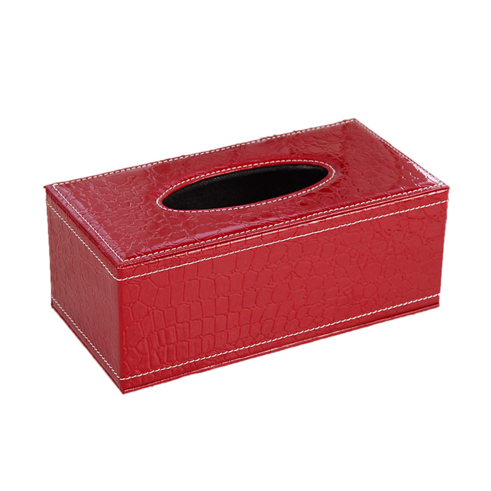 Cicilin Napkin Box, PU Leather Household Office Rectangular Tissue Paper Holder Box Cover Case Napkin Holder -Home Decoration Red Crocodile S