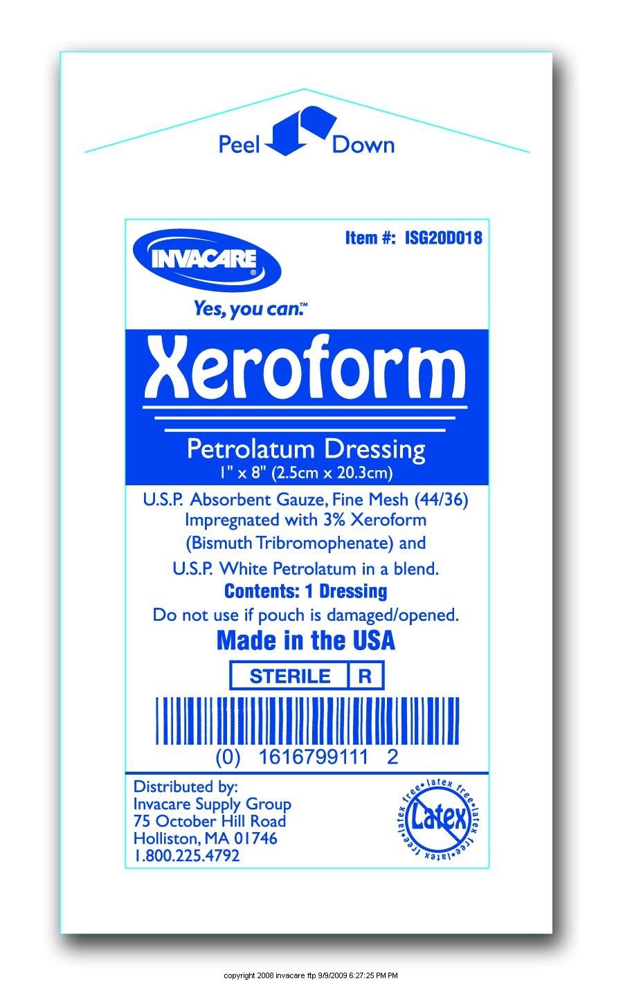 Invacare® Xeroform Gauze DressingSize 1" x 8" UOM