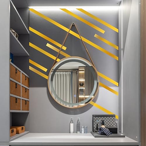 Miniatura 3 de 9 rollos de cinta metálica dorada Washi espejo, cinta de arte gráfico dorada para bricolaje, cinta de película de poliéster metalizado autoadhesiva,