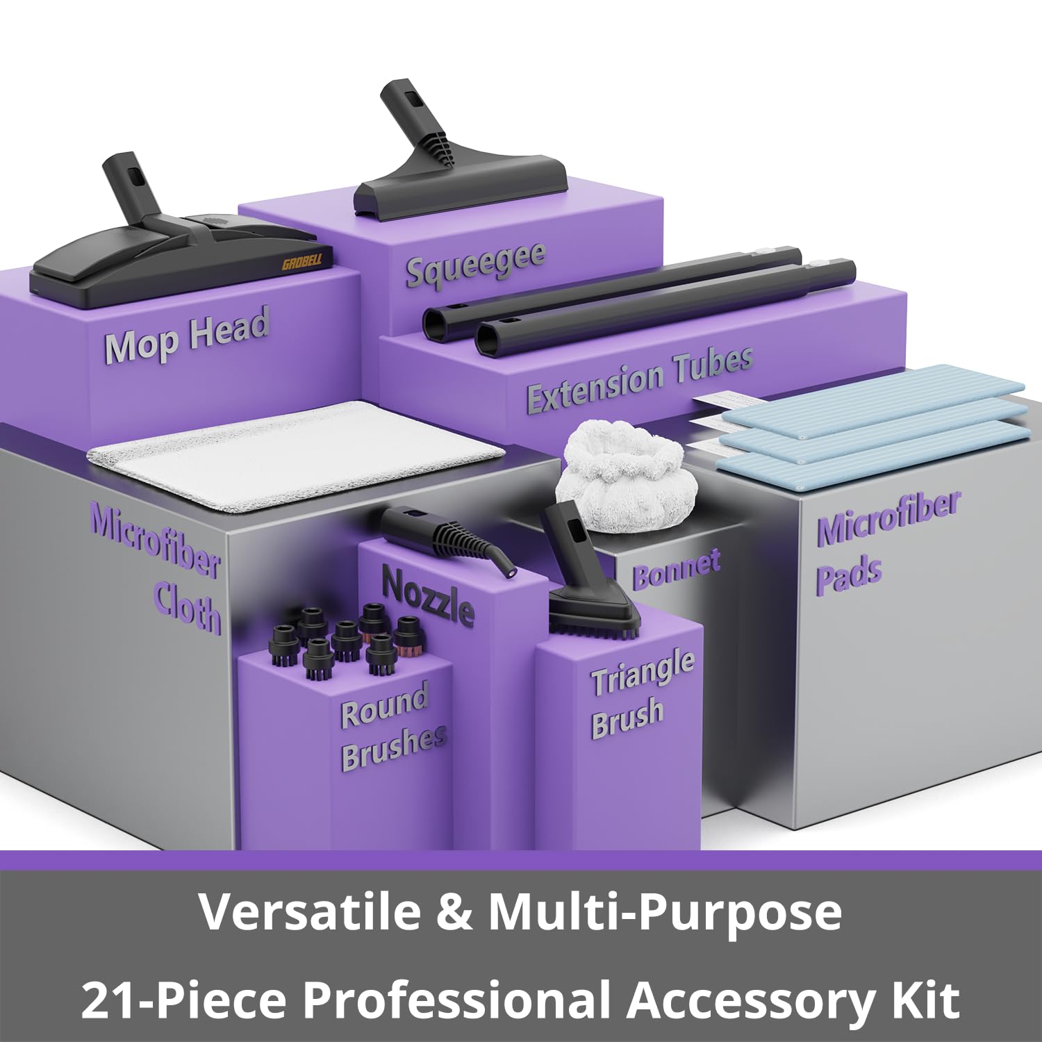 awasky Steam Cleaner: 1650W, Fast 50-Sec Heat-Up-21-Piece Kit Refill Anytime-No Cooling-Detachable Hose Steamer Mop for Home Use Car Bed Furniture Bathroom Tile Grout Floor Cleaning And More Pink