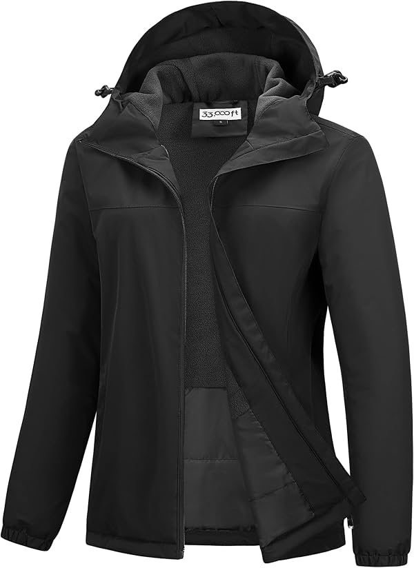 Chaqueta de Lluvia para Mujer con Forro Polar, Impermeable y Cálida