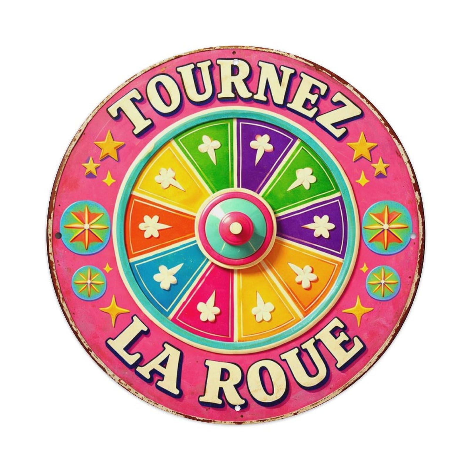 Jdyansheng Vintage Colorful Wheel With Flower Symbols Tin Sign Metal Poster Metal Signs For Home Man Cave Bar Cafe Kitchen Laundry Room Wall Decorations 8X8 Inches