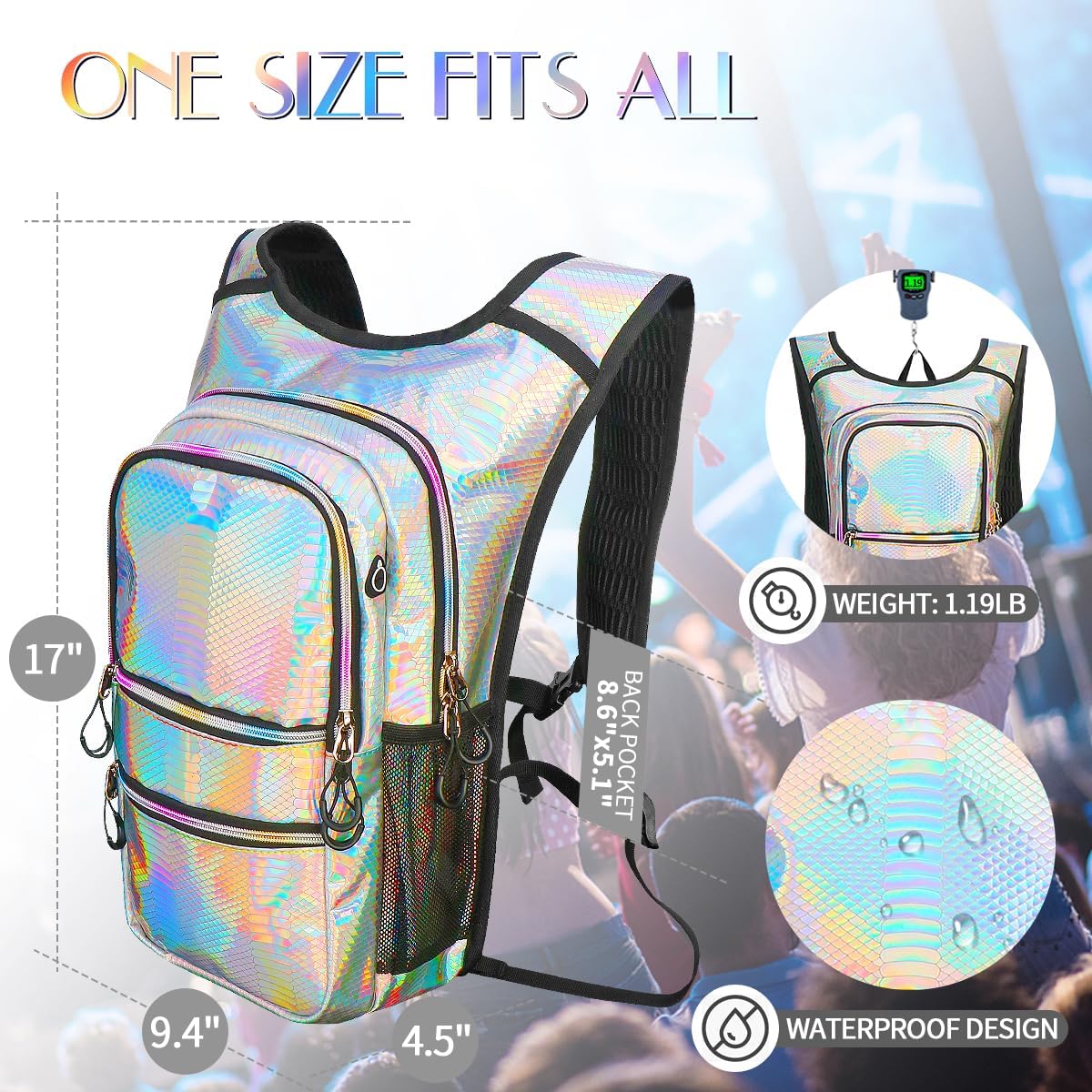 Hydration Pack, Water Backpack with 3L Hydration Bladder Lightweight Insulation, Festival Essential, Rave Hydration Backpack, Hydropack Backpack for Rave, Hiking, Biking, Festival Gear