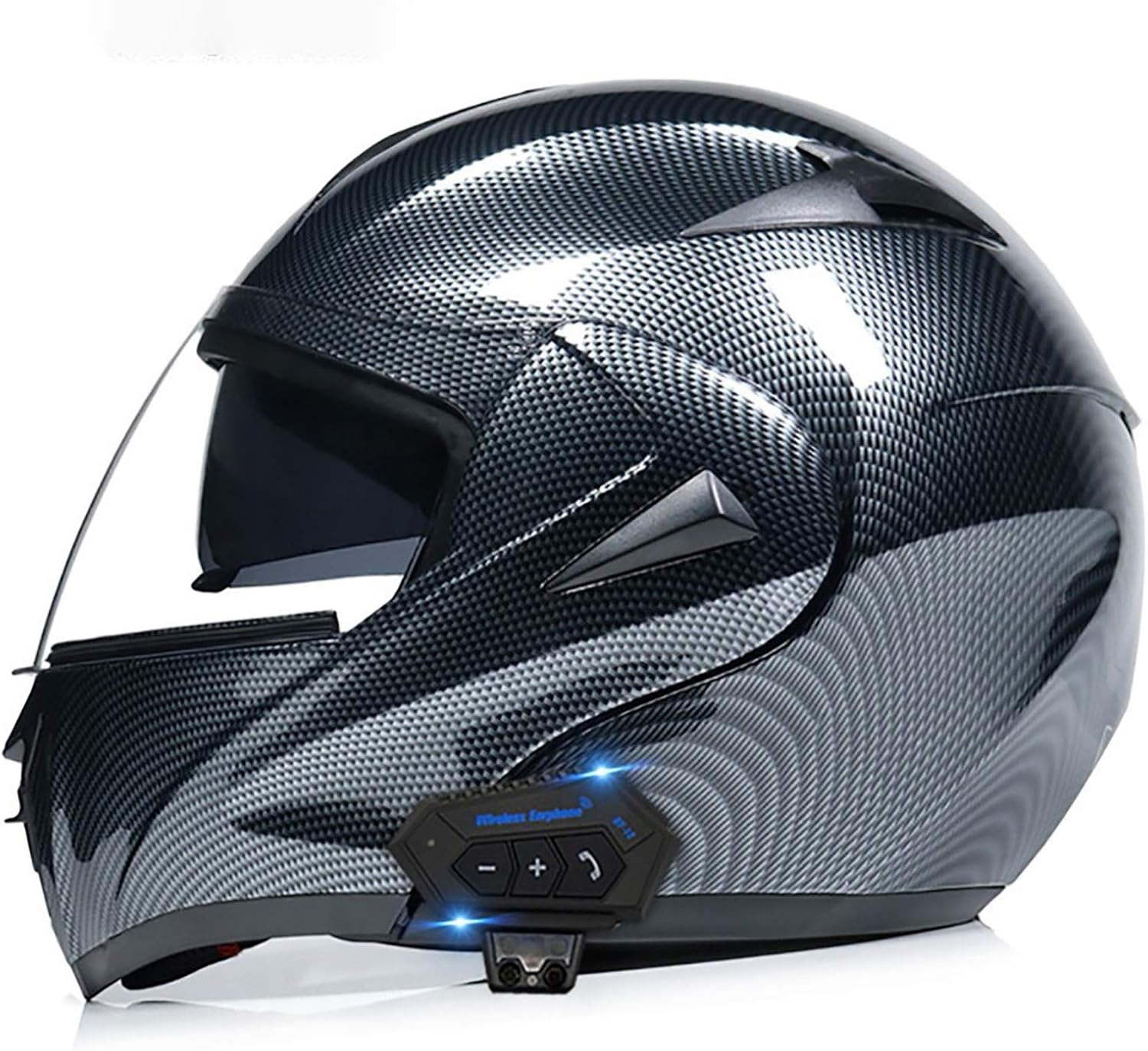 Motorcycle Bluetooth Helmets,Full Face Flip Up Dual Visors Modular Helmets,DOT Approved Helmet,Men and Women Built-in Mp3 FM Integrated Intercom Communication System 6,S=(55~56CM)