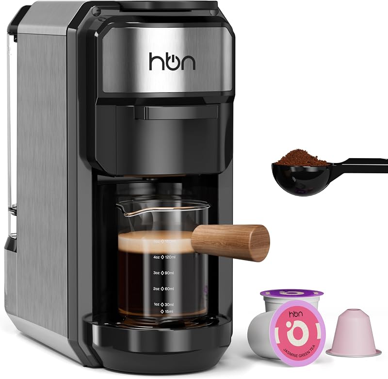 3 en 1 para cápsulas Nespresso, cápsulas K-Cup y café molido, cafetera múltiple de una sola porción, máquina de café espresso programable de 19 bar con un solo toque, tanque de agua extraíble de 20 oz, calor rápido de 1450 W
