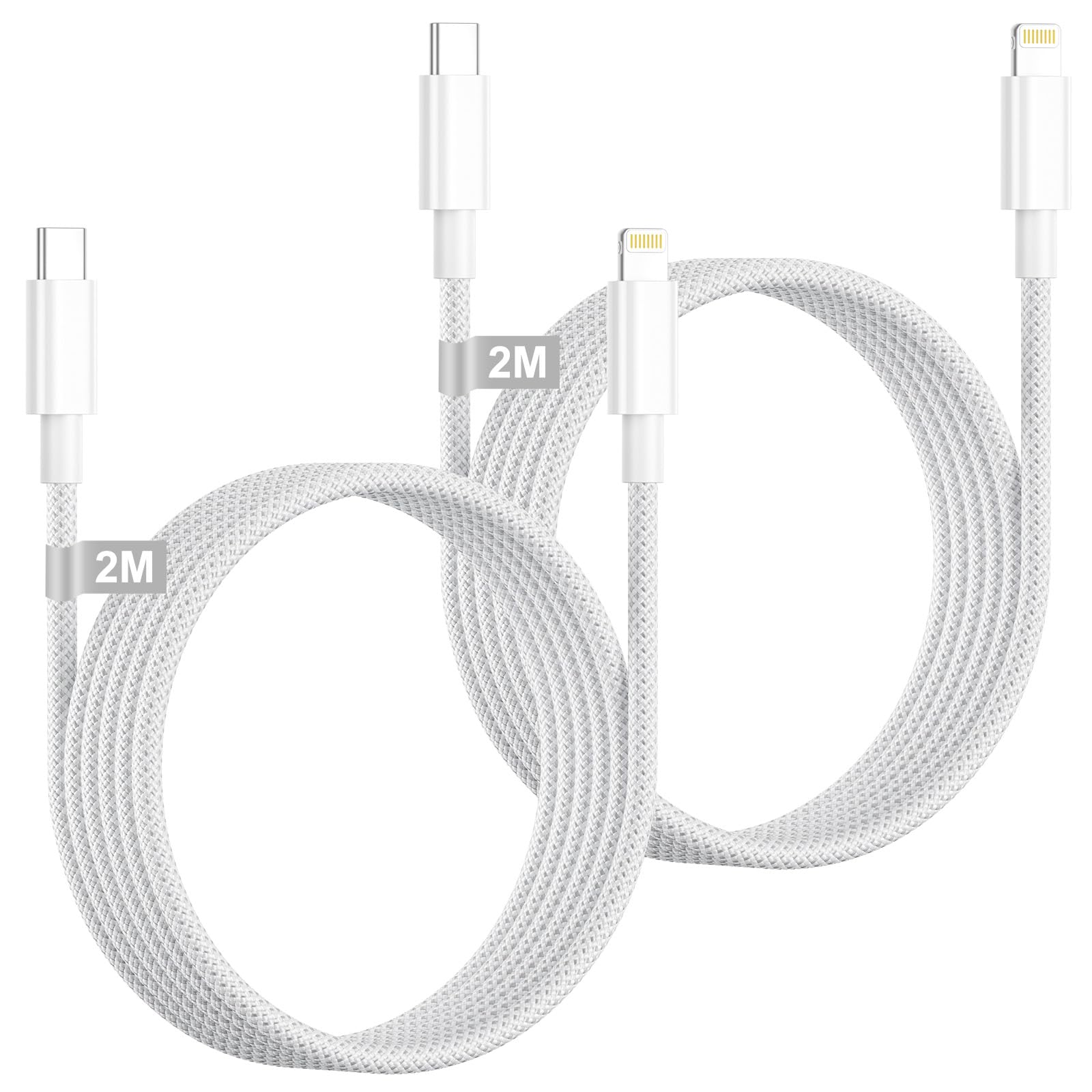 USB C to Lightning Cable 2M[Apple MFi Certified], Fast iPhone Charger Cable USB C Lightning Cable Braided iPhone Charging Cable Lead Wire for Apple iPhone 14 13 12 11 Pro Max/X/XS/XR/8/SE/iPad/AirPods — view 8