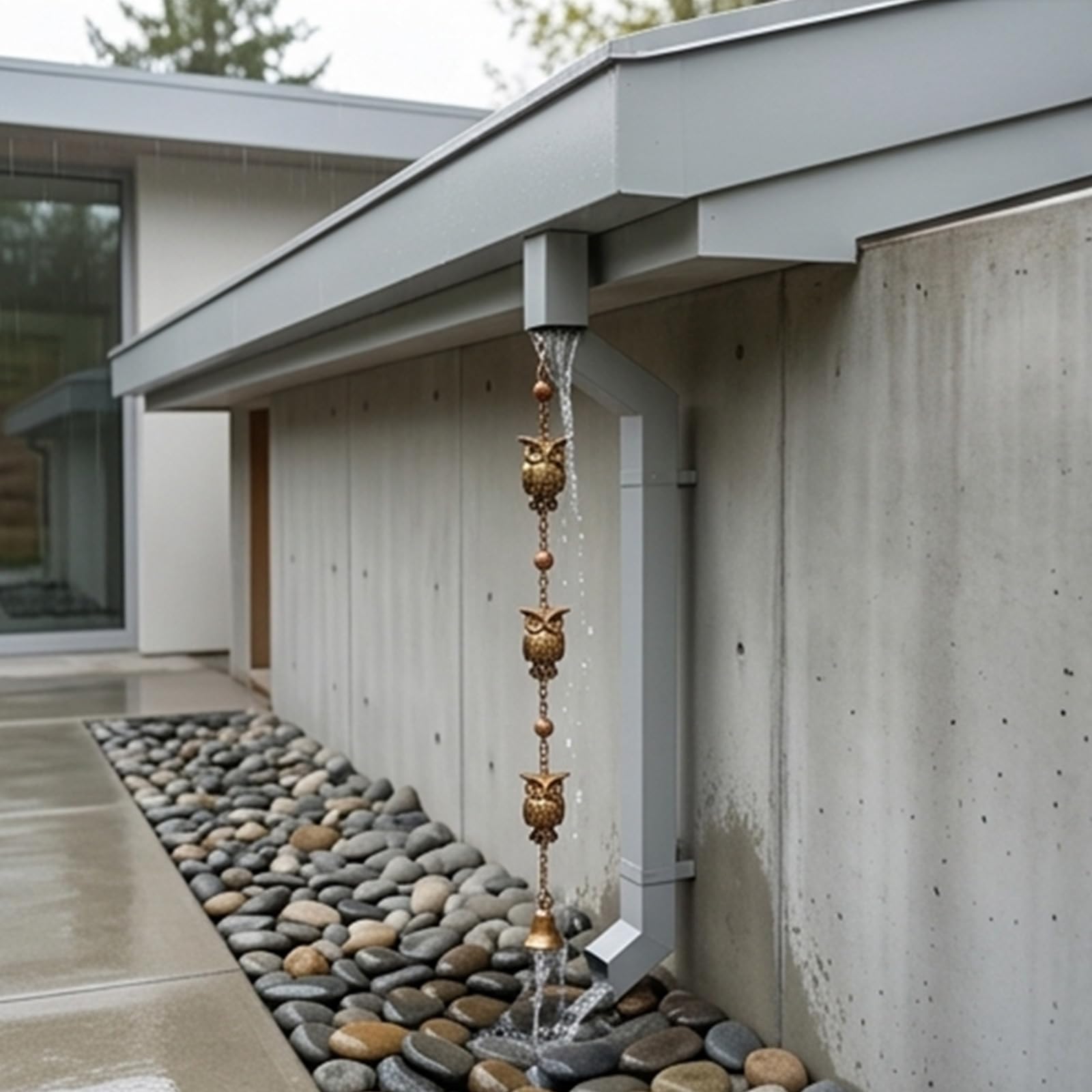 Catena per grondaia, Ricambio Funzionale per pluviali in Ferro, Catena per Raccolta ' Acqua piovana, Decorazione per Giardino Esterno, in Alluminio, Rettangolare