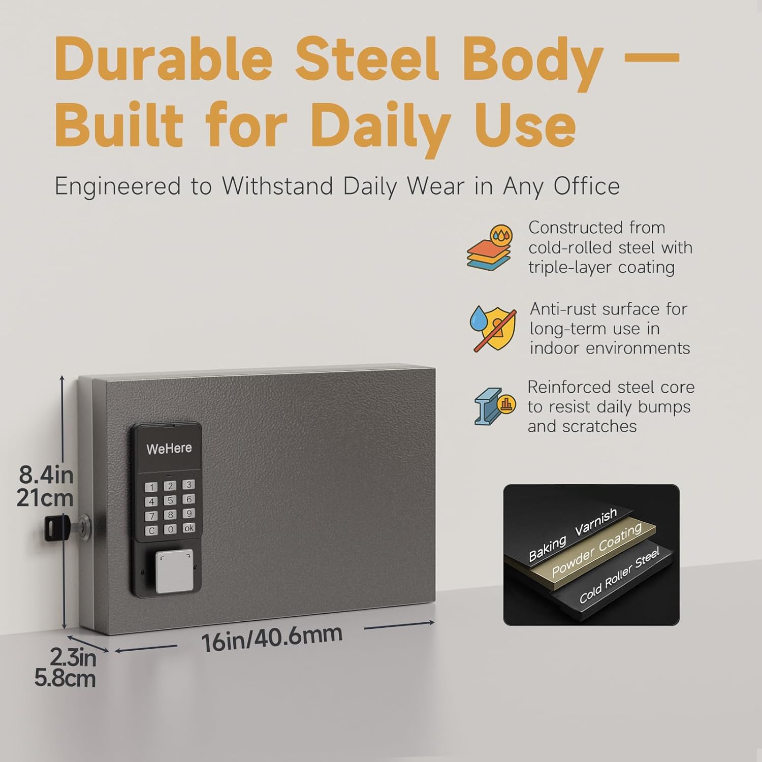 24-Key Key Lock Box Wall Mount – Smart Key Cabinet with App, Keypad, Bluetooth & WiFi Unlock (Sold Separately), Key Organizer for Home, Access Log Tracking Key Management for Small Office