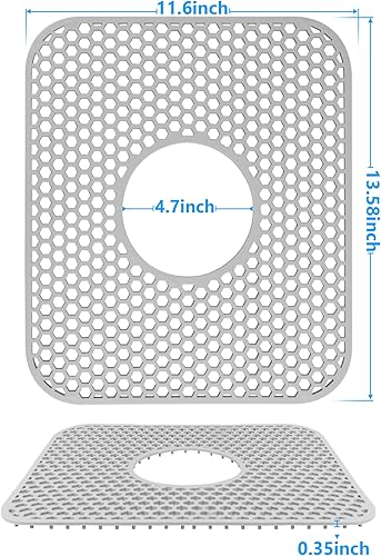 Miniatura 6 de Protectores de fregadero para fregadero de cocina, 2 alfombrillas de cocina de silicona de 13.58 x 11.6 pulgadas, protector inferior antideslizante