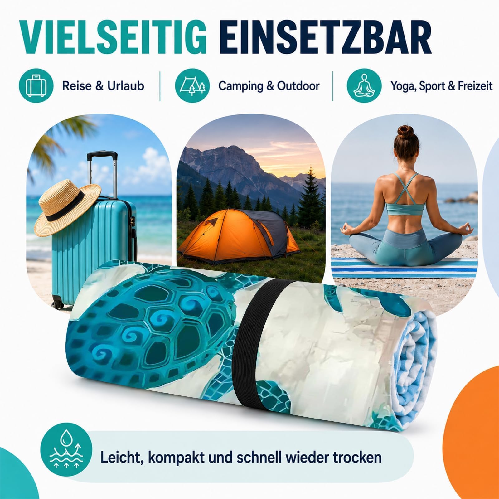 Strandtuch Groß Mikrofaser Badetuch XXL - Strandhandtuch Stranddecke Towel | 200x90 Sandfrei, Schnelltrocknend & Leicht Stranddecke mit Gummiband Strandhandtuch Beach Towel für Urlaub, Pool & Camping