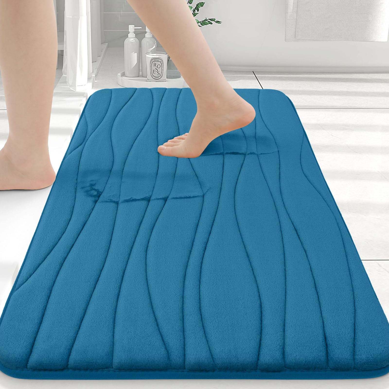 Buganda Memory Foam Bathroom Rug Mat 24x16, Extra Soft and Absorbent Bath Mats, Non-Slip and Machine Washable Bath Rugs for Bathroom Floor,Tub and