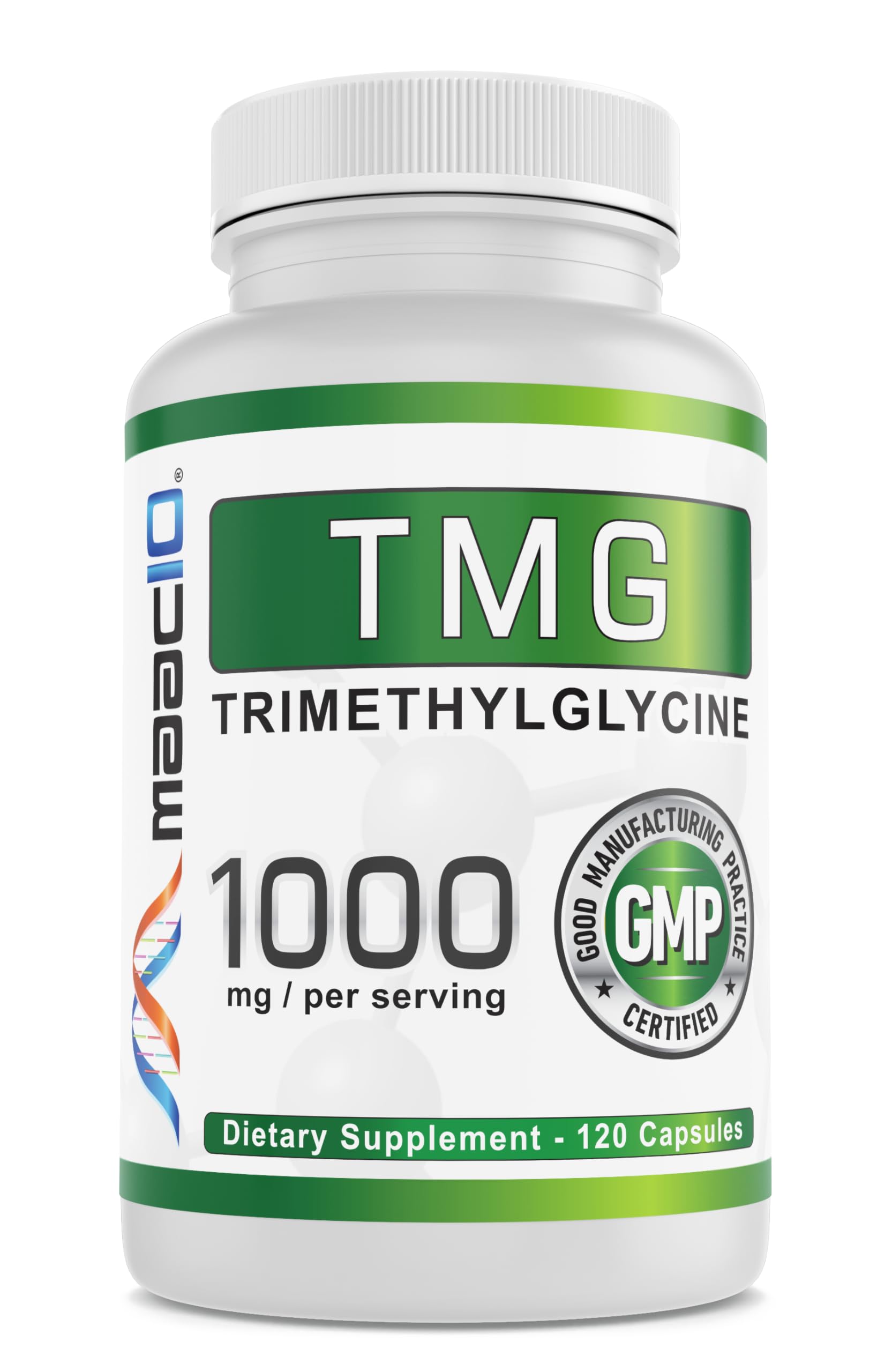 MAAC10 TMG 1000MG NSF Certified Supplement | Trimethylglycine or Betaine Anhydrous | Methylation, Homocysteine and Liver Support (120 Capsules)