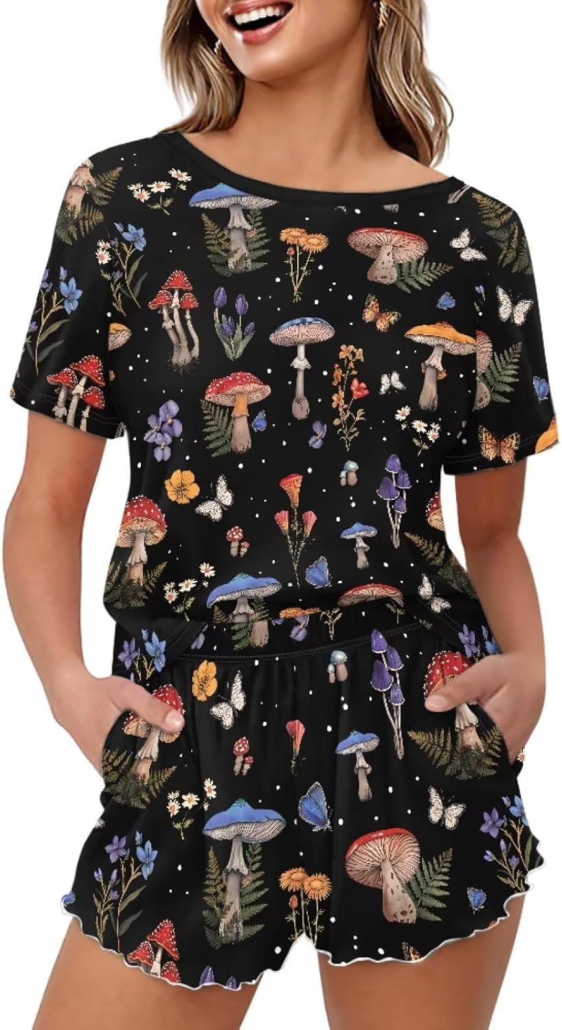 Womens Pajamas Set Cute Plus Size Loungewear for Lady With Pockets Holiday Pjs - Image 2