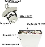 Vista 2 de Abrebotellas de cerveza montado en la pared de plata con el recolector de tapa de acero inoxidable