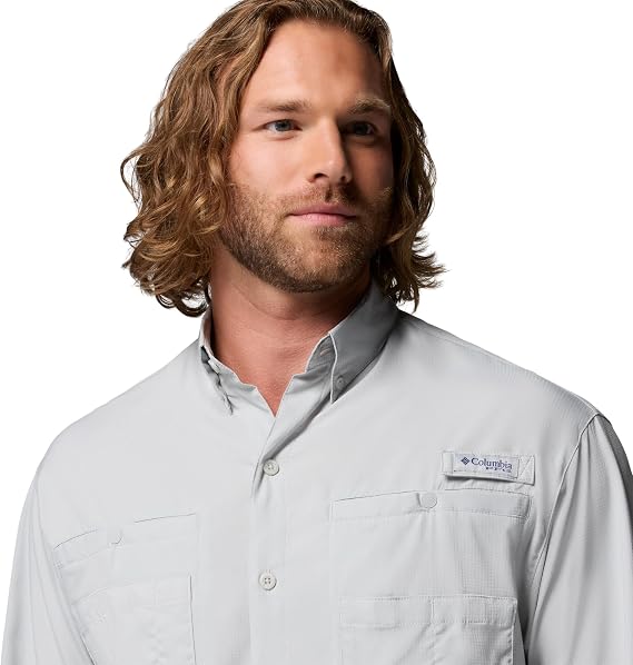 Columbia Men's PFG Tamiami II Long Sleeve Shirt, Cool Gray, Large
