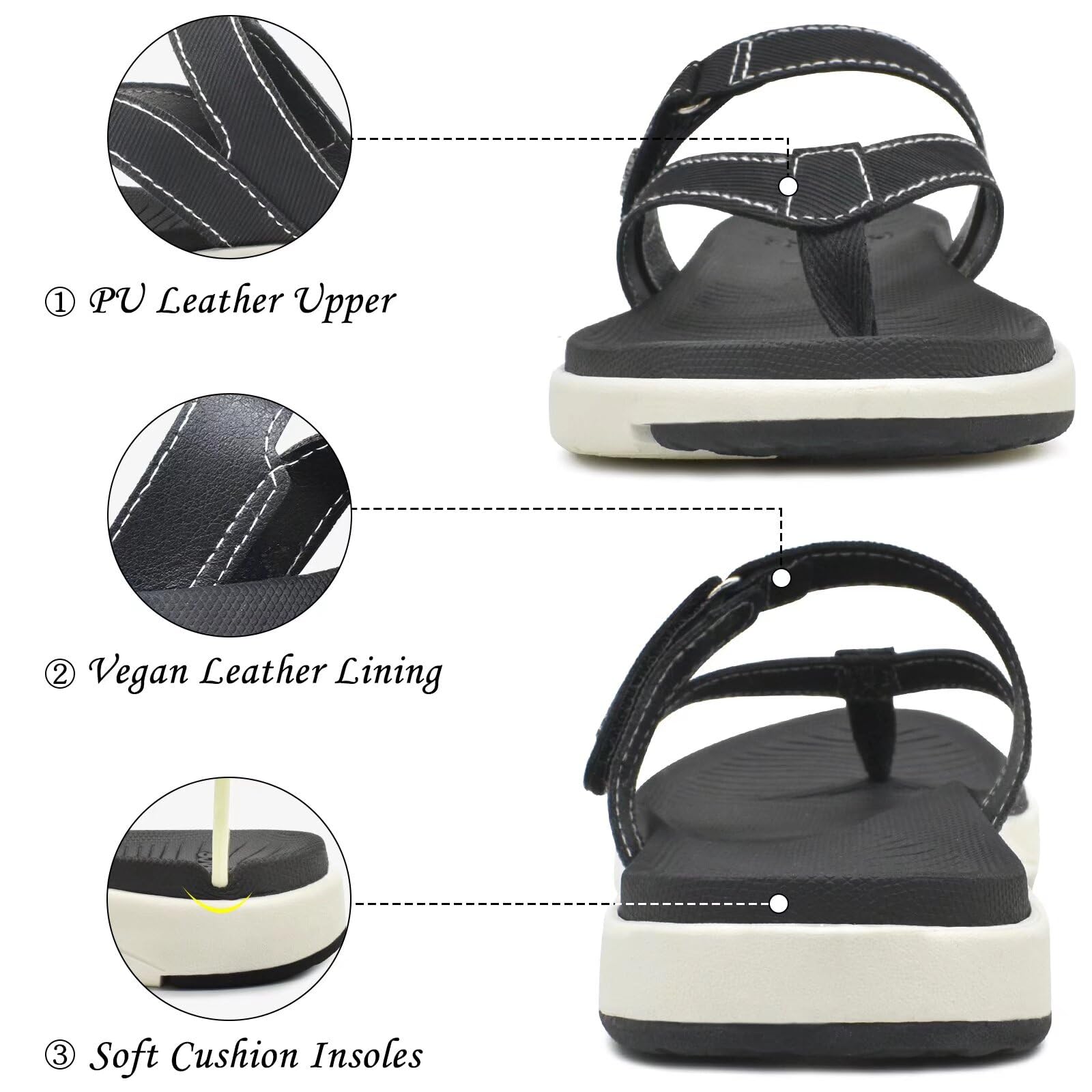 COFACE Infradito Donna Moda Ortopediche Estive Comode Pelle Cuoio Supporto Arco Plantare Flip Flop Doccia Spiaggia Piscina Aperte Leggere Eleganti Ciabatte Antiscivolo Gomma Suole