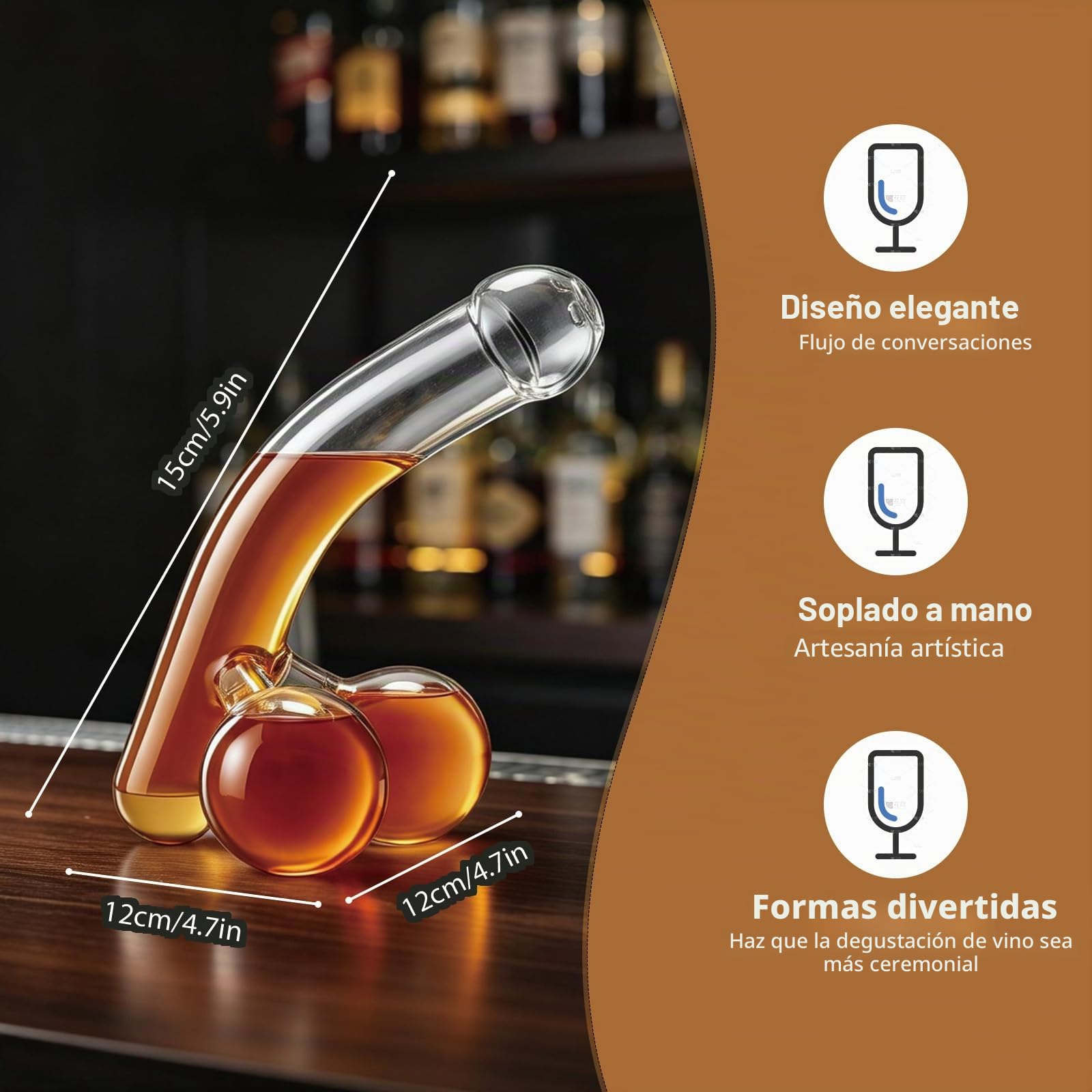 Klein bottle Interesante decantador de cristal para hombres, único y divertido dispensador de whisky y vino, para familias, bares, fiestas (550 ml) LOP-456