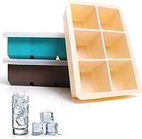 Vista 7 de Bandejas de silicona para cubitos de hielo, paquete de 3, moldes de silicona para cubitos de hielo de gran tamaño con tapa extraíble a prueba