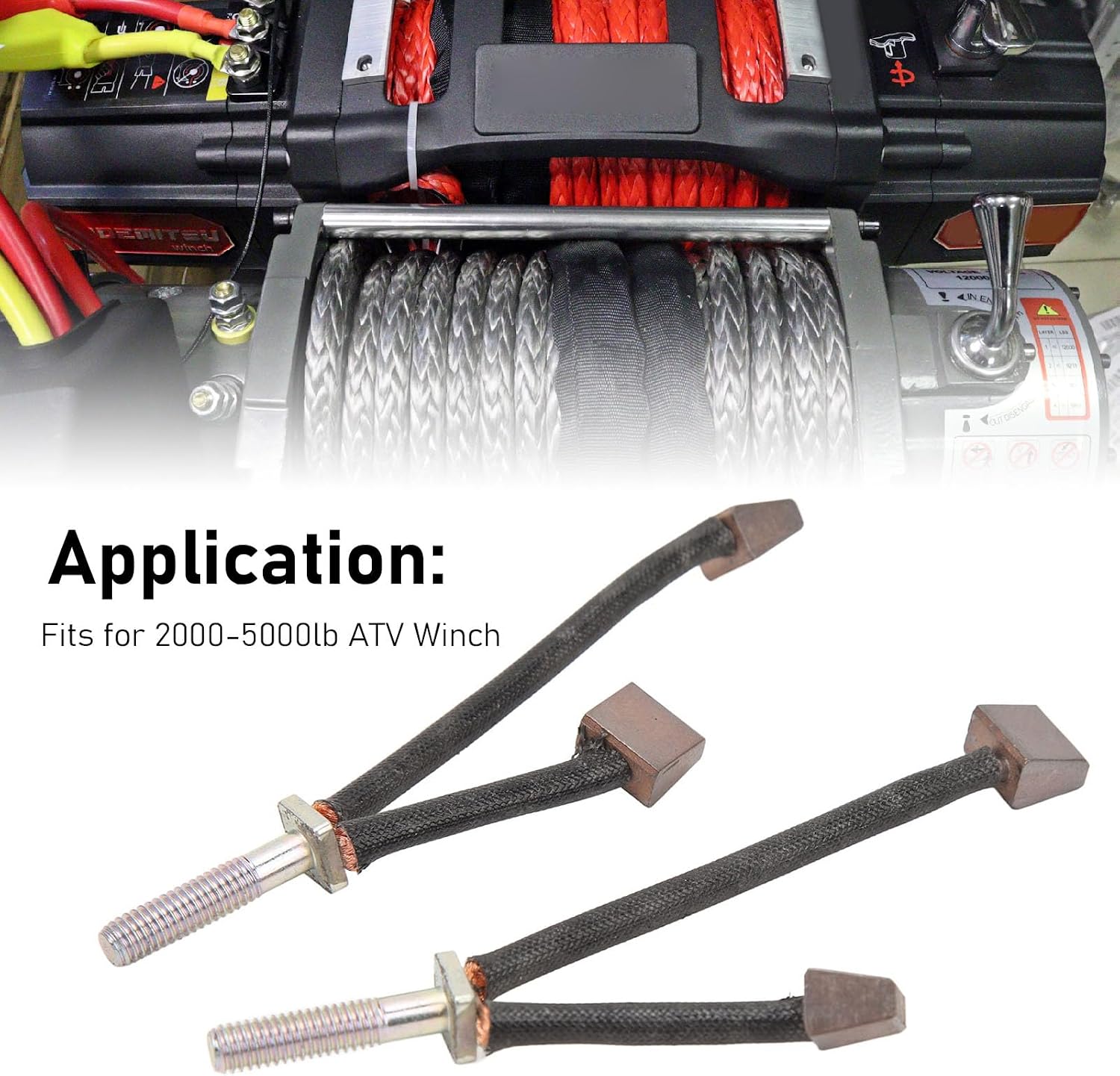 ATV Motor Carbon Brush Kit, Brushes Set for Strong Power Output and Increased Winch Speed 2000-5000lb