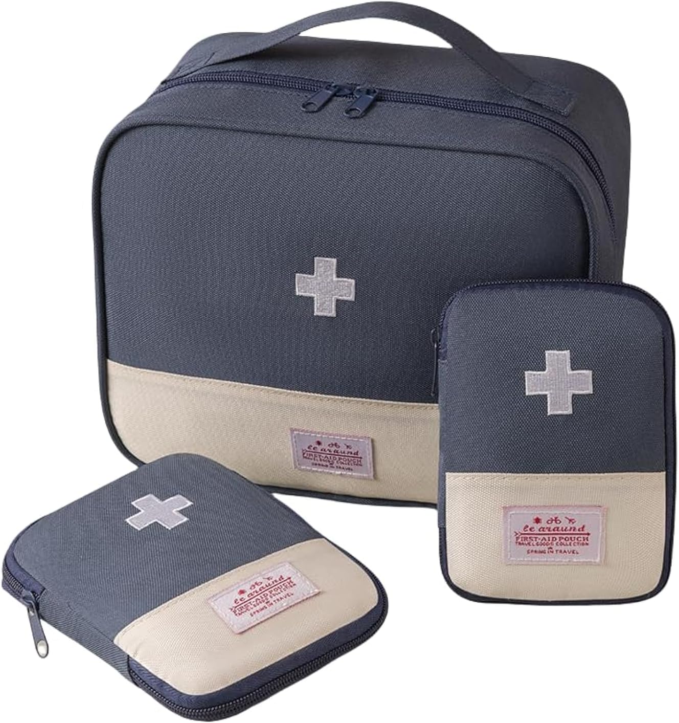 Wander Agio Travel Emergency Bags Vacation Medicals Case OrganizerTravel Medical Kit Compact and Organized First Aid Bag 3-sets Dark Blue 3