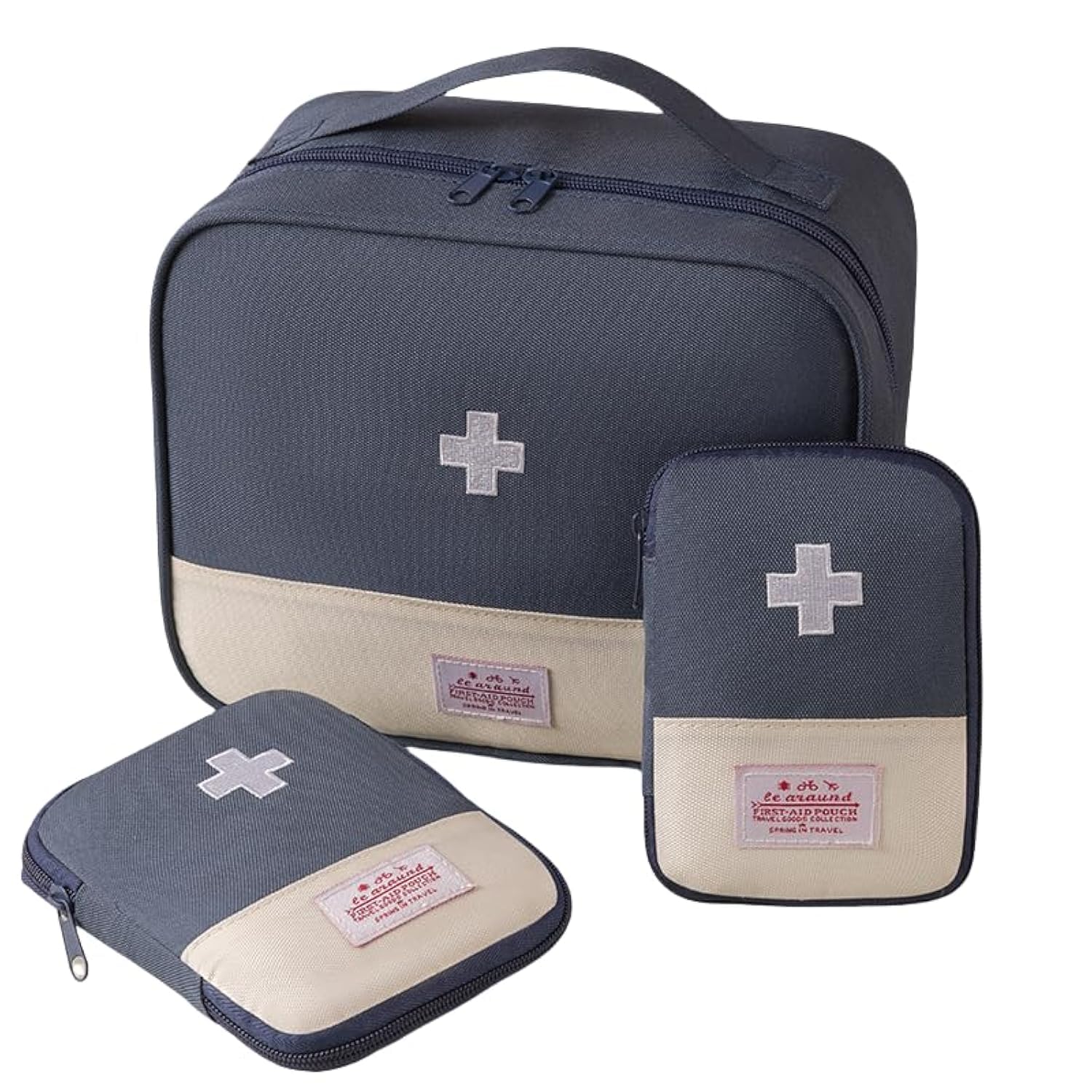 Wander Agio Travel Emergency Bags Vacation Medicals Case OrganizerTravel Medical Kit Compact and Organized First Aid Bag 3-sets Dark Blue 3