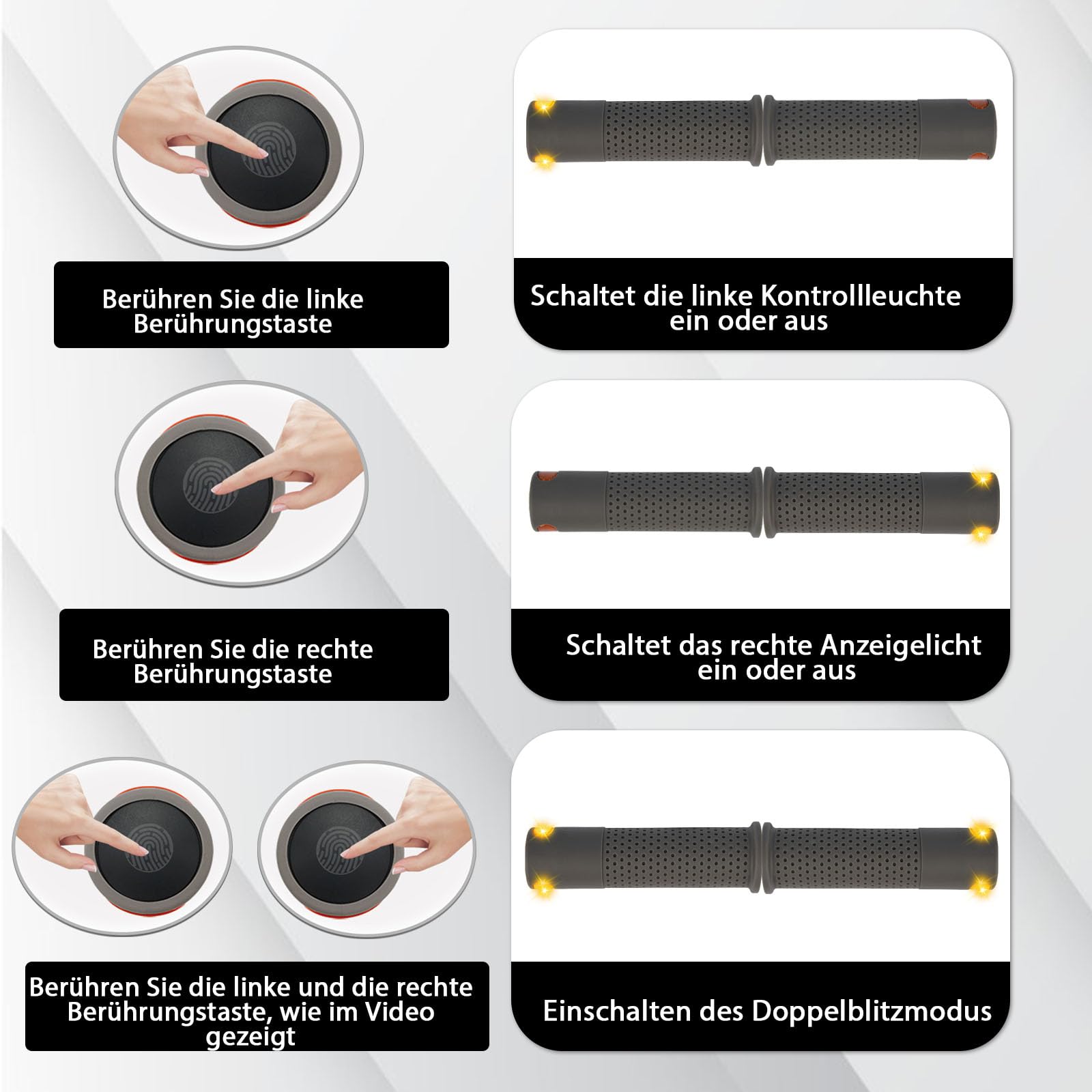 E Scooter Blinker，Lenkerlicht Lenker mit Blinker Scooter Warnlenker Lenkerwarnleuchte Scooter Blinklicht Griff für 22mm Griff für Xiaomi M365 Pro Pro2 1s Ninebot G30 Handle Grip