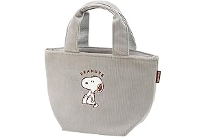 Snoopy Corduroy Fabric Insulated Lunch Bag with Leakproof Lining