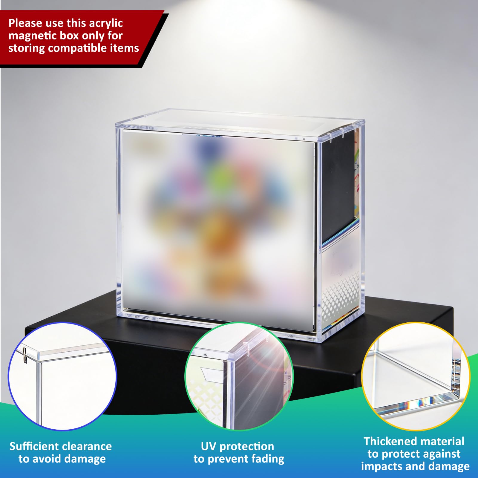 Acrylic ETB Protector Case, 5mm Thick with Magnetic Lid Clear Display Storage Box, Compatible with Elite Trainer Box, Internal Size 16.8 x 19 x 9cm - 4