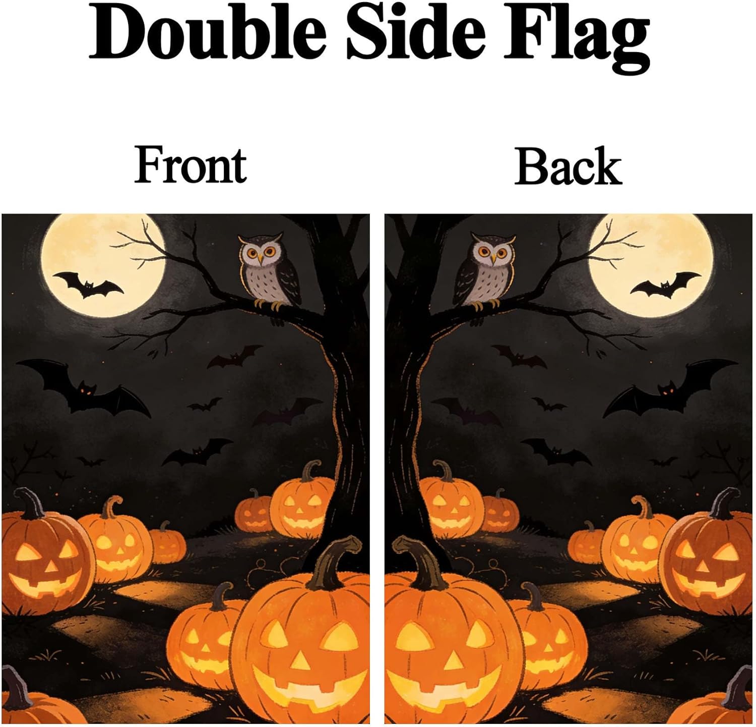 Happy Halloween Hallowmas Holiday Scary Bats Jack-O-Lantern Pumpkins Owl Moon House Flag 28 x 40 Inch, Double Sided Large Garden Yard Welcome Flags Banners for Home Lawn Patio Outdoor Decor