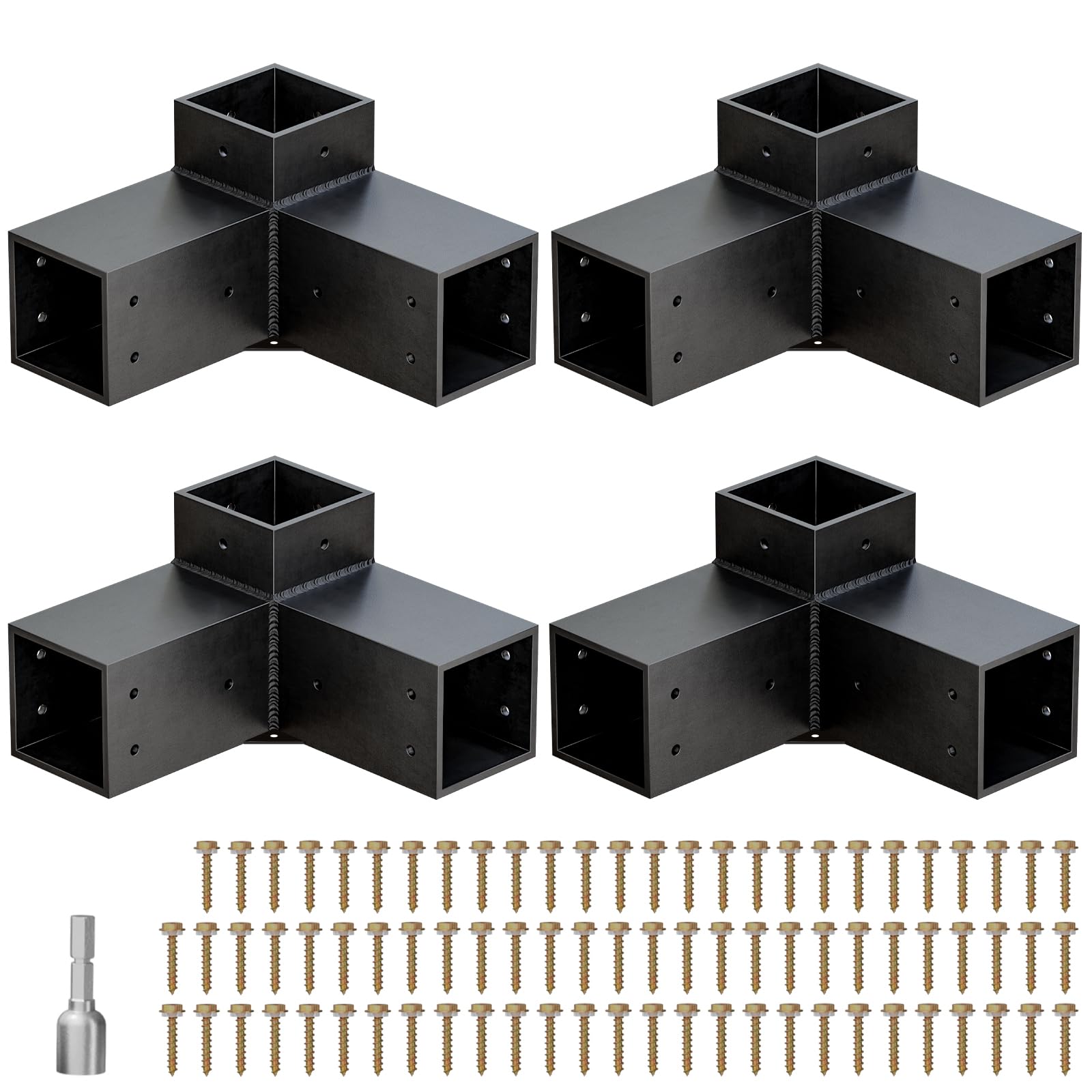 Heavy Duty Pergola Brackets Kit for 4"x 4" (Actual 3.5" X 3.5") Lumber
