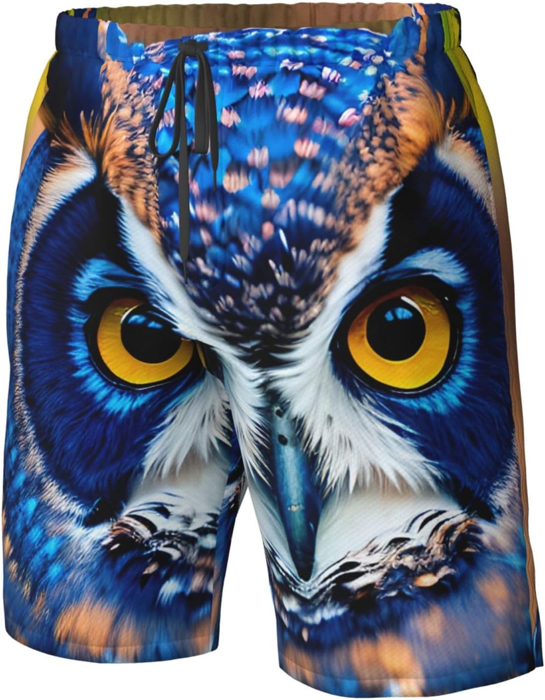Blue Owl 1 Print Men's Quick-Drying Shorts Casual Beach Pants Stretch Waist Shorts and Pockets