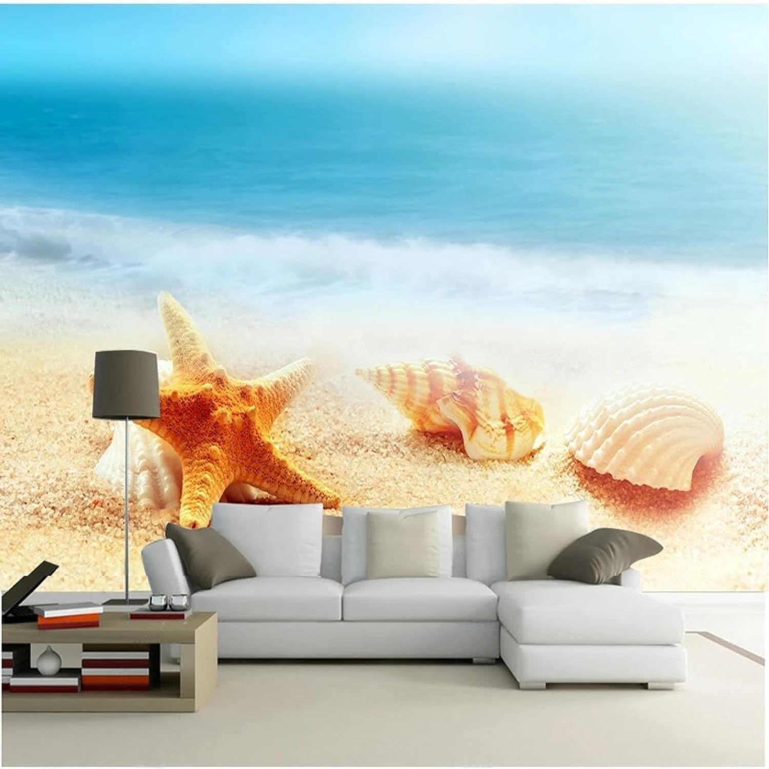 Grande fresque murale en 3D effet paysage de plage pour peintures de salon