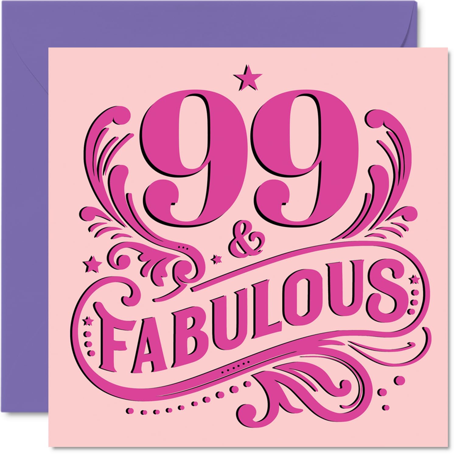 99th Birthday Cards for Women - Fabulous - Happy Birthday Card for 99 Year Old Woman Grandma Auntie Wife Nan, 145mm Bday Greeting Cards