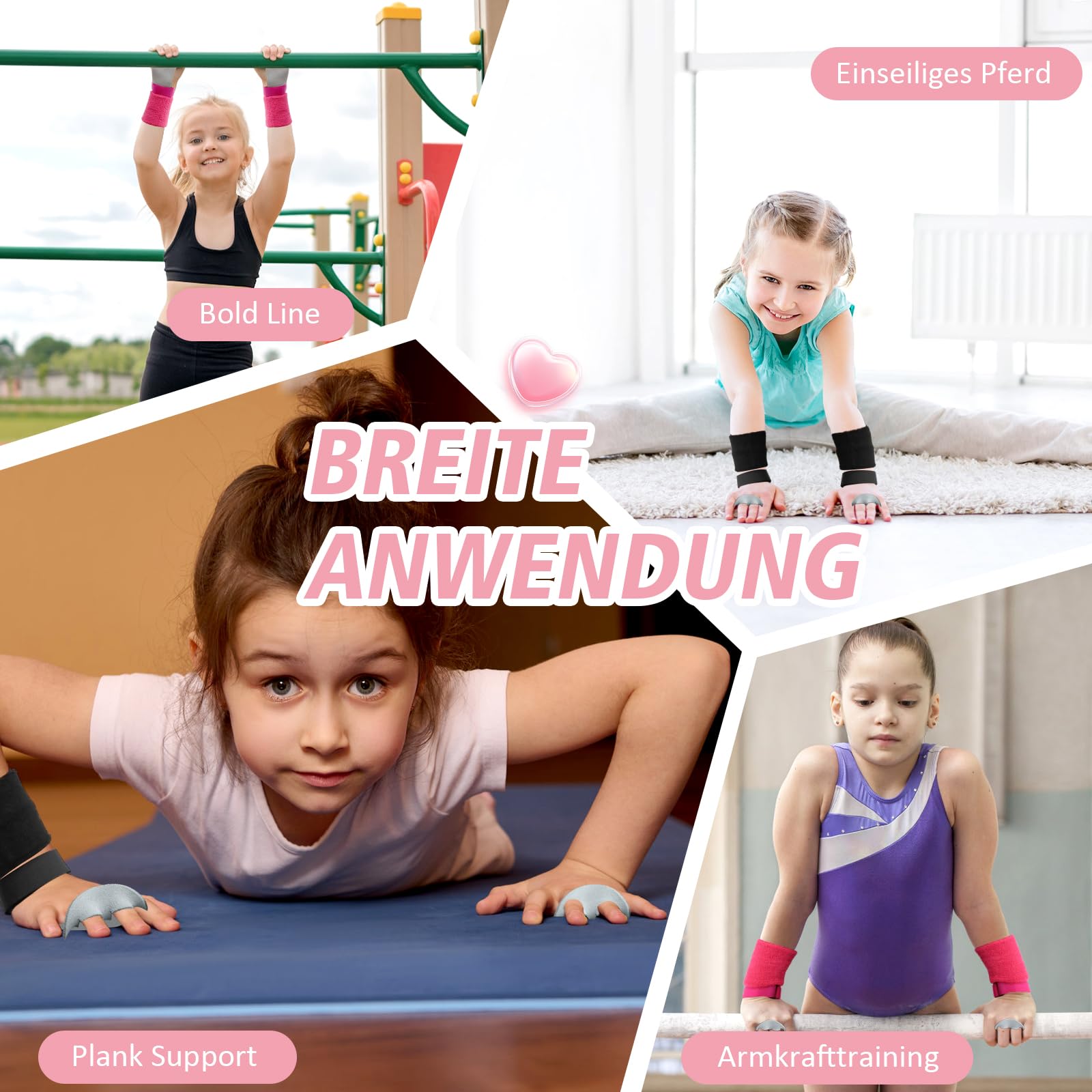 ZYNERY Lot de 2 paires de poignées de gymnastique pour enfants, haltérophilie, fitness, protège-mains et poignets