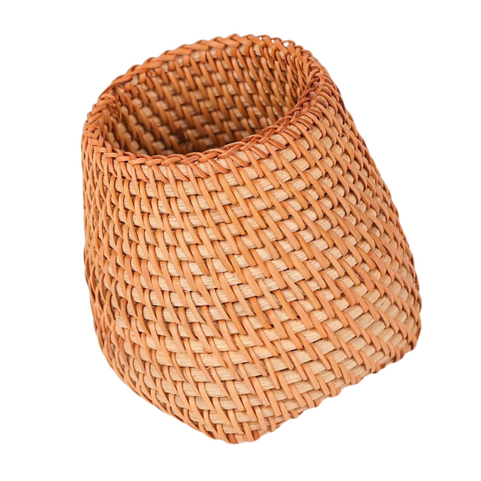 Kaeltsyn Handwoven Rattan Pen Storage Container Decorative Desktop Organiser for Bedroom Countertop Offices Desk Organization Artistic Desktop Planner