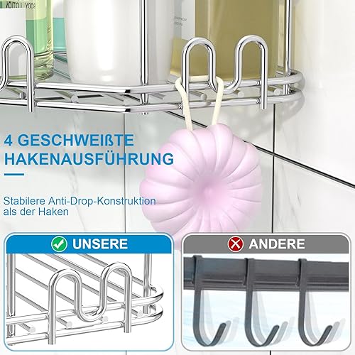 Miniatura 5 de STEUGO Organizador de Esquina para Ducha, Paquete de 3 Estantes Organizadores Adhesivos de Esquina para Ducha, Estante de Almacenamiento para Ducha