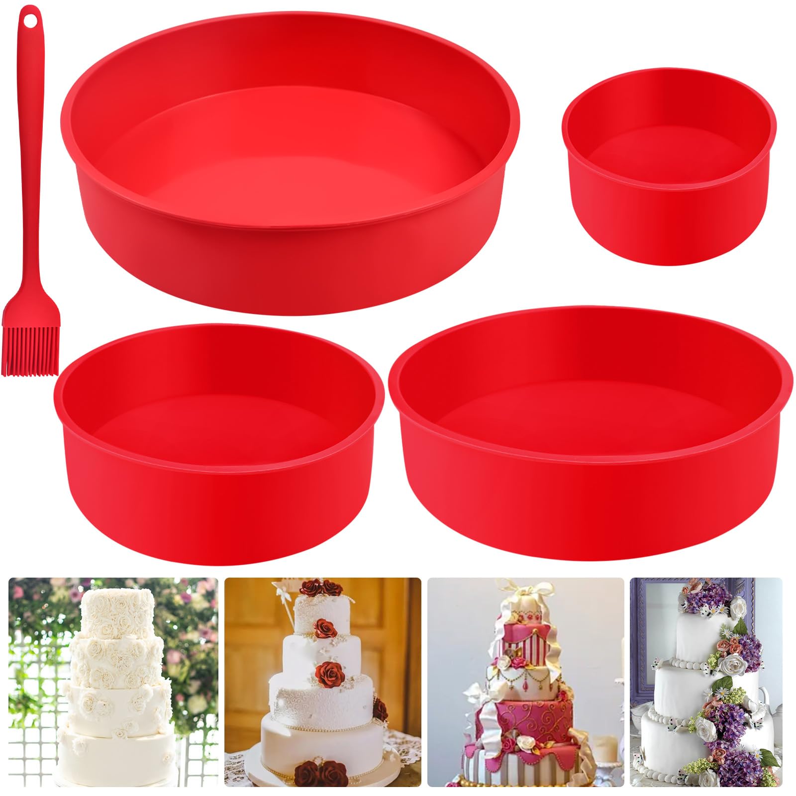 Set 4 Moules Silicone Pâtisserie Ronds - 25cm, 20cm, 15cm, 10cm