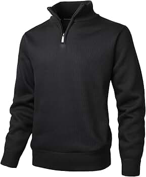 Herothorn Men's Quarter Zip Sweaters Long Sleeve Fleece Knitted