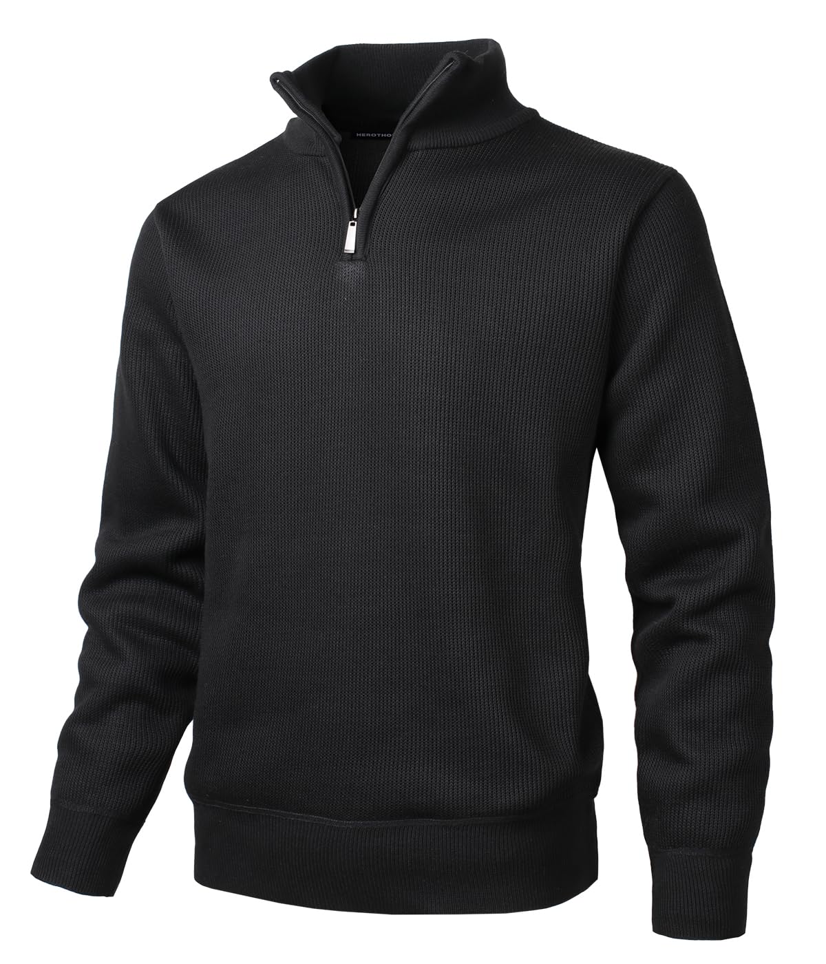 Men's Quarter Zip Sweaters Long Sleeve Fleece Knitted Pullover Casual 1/4 Zip Up Turtleneck Polo Sweatshirts
