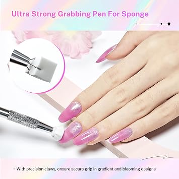 JODSONE 100PCS Soft Nail Sponges Tool with 1PCS Grabbing Pen