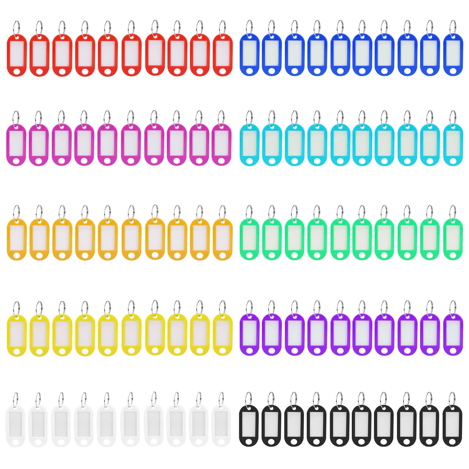 100 Llaveros de Plástico Coloridos para Escribir, Etiquetas para Llaves, Etiquetas para Equipaje, Etiquetas para Nombres Personalizadas, Etiquetas para Nombres de Mascotas