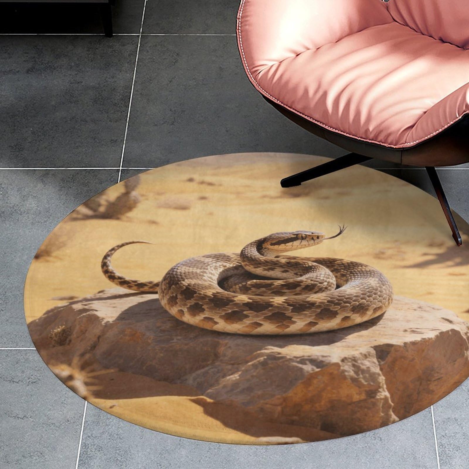 Tapis rond en velours corail doux Ø90cm pour une chambre élégante