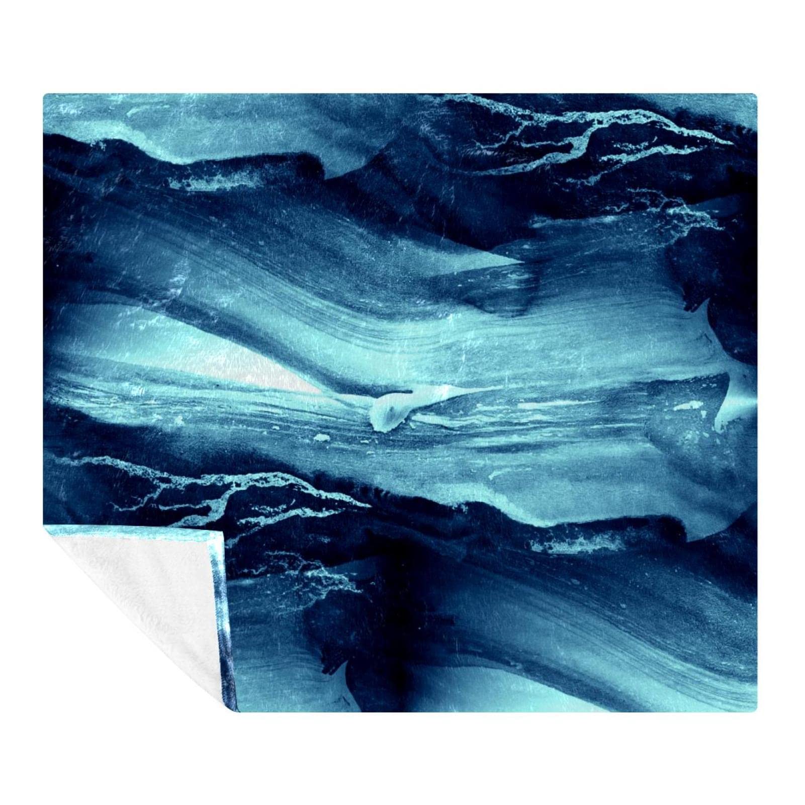 Couverture en microfibre douce texturée bleue, plaid de lit haut de gamme