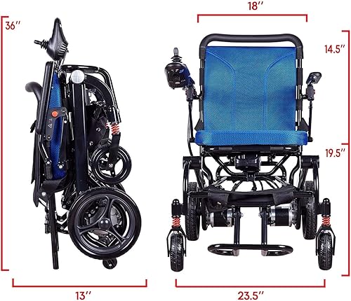 Miniatura 5 de MaritSA Silla de ruedas eléctrica plegable y ligera, inteligente, tamaño de viaje, pesa solo 40 libras, servicio desde Estados Unidos, batería