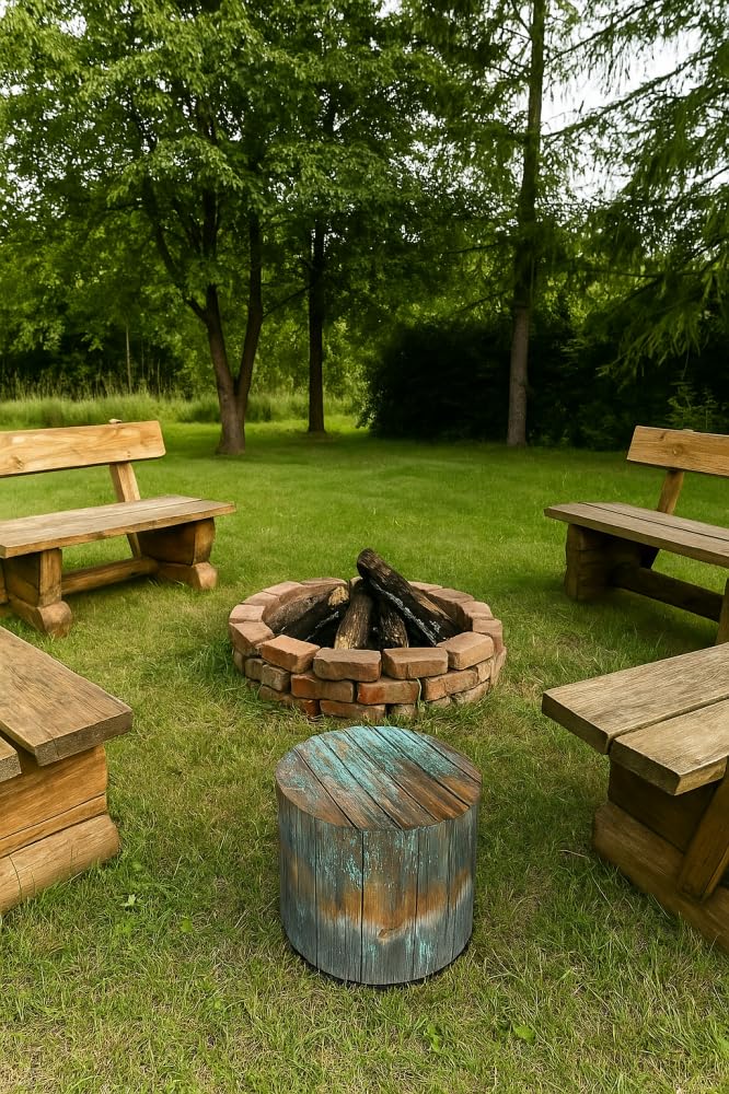 Bertoni Pouf da giardino per sedersi puffer sedile Pouf rotondo ottomano mobili da giardino (AVANA)